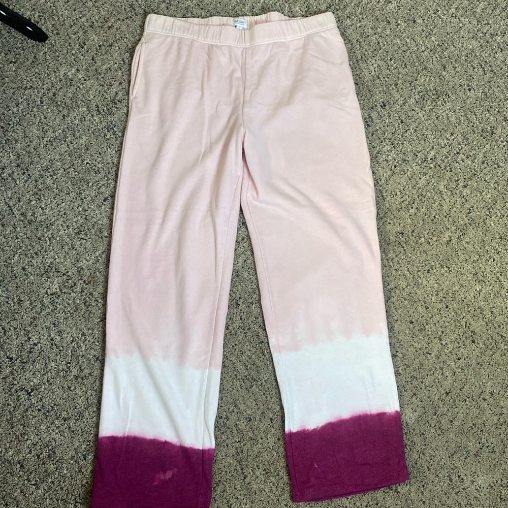 True Craft Women’s Straight Leg Tie Dye Sweatpants Pink White Magenta Sz L NWOT
